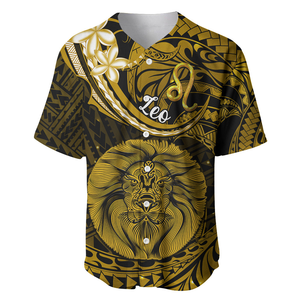 Polynesian Pride Leo Zodiac Baseball Jersey Astrological Sign Tribal Plumeria Gold Galaxy - Wonder Print Shop