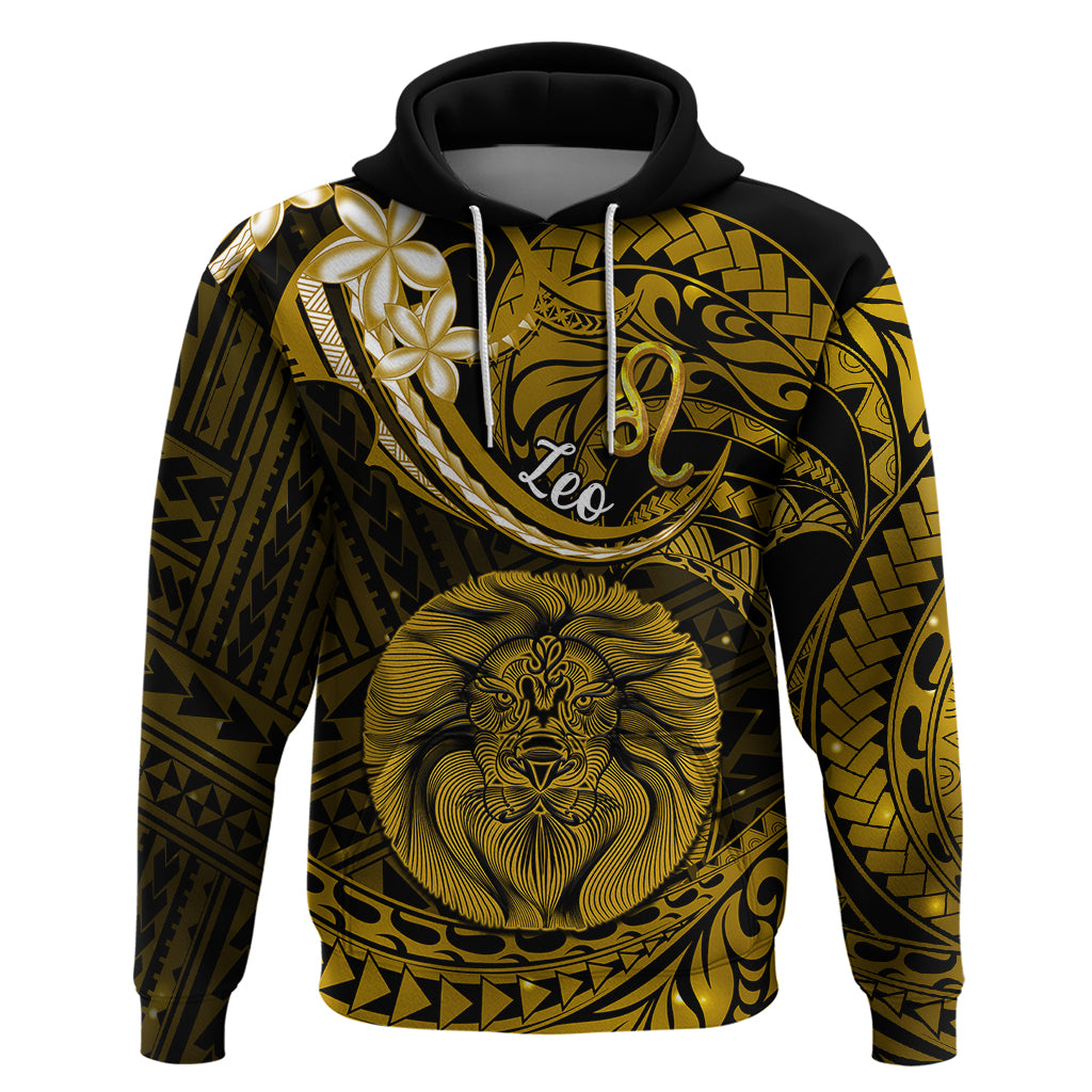 Polynesian Pride Leo Zodiac Hoodie Astrological Sign Tribal Plumeria Gold Galaxy - Wonder Print Shop