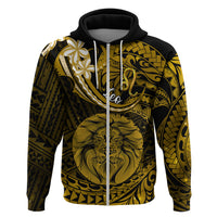 Polynesian Pride Leo Zodiac Hoodie Astrological Sign Tribal Plumeria Gold Galaxy - Wonder Print Shop