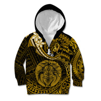 Polynesian Pride Leo Zodiac Kid Hoodie Astrological Sign Tribal Plumeria Gold Galaxy - Wonder Print Shop