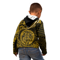 Polynesian Pride Leo Zodiac Kid Hoodie Astrological Sign Tribal Plumeria Gold Galaxy - Wonder Print Shop