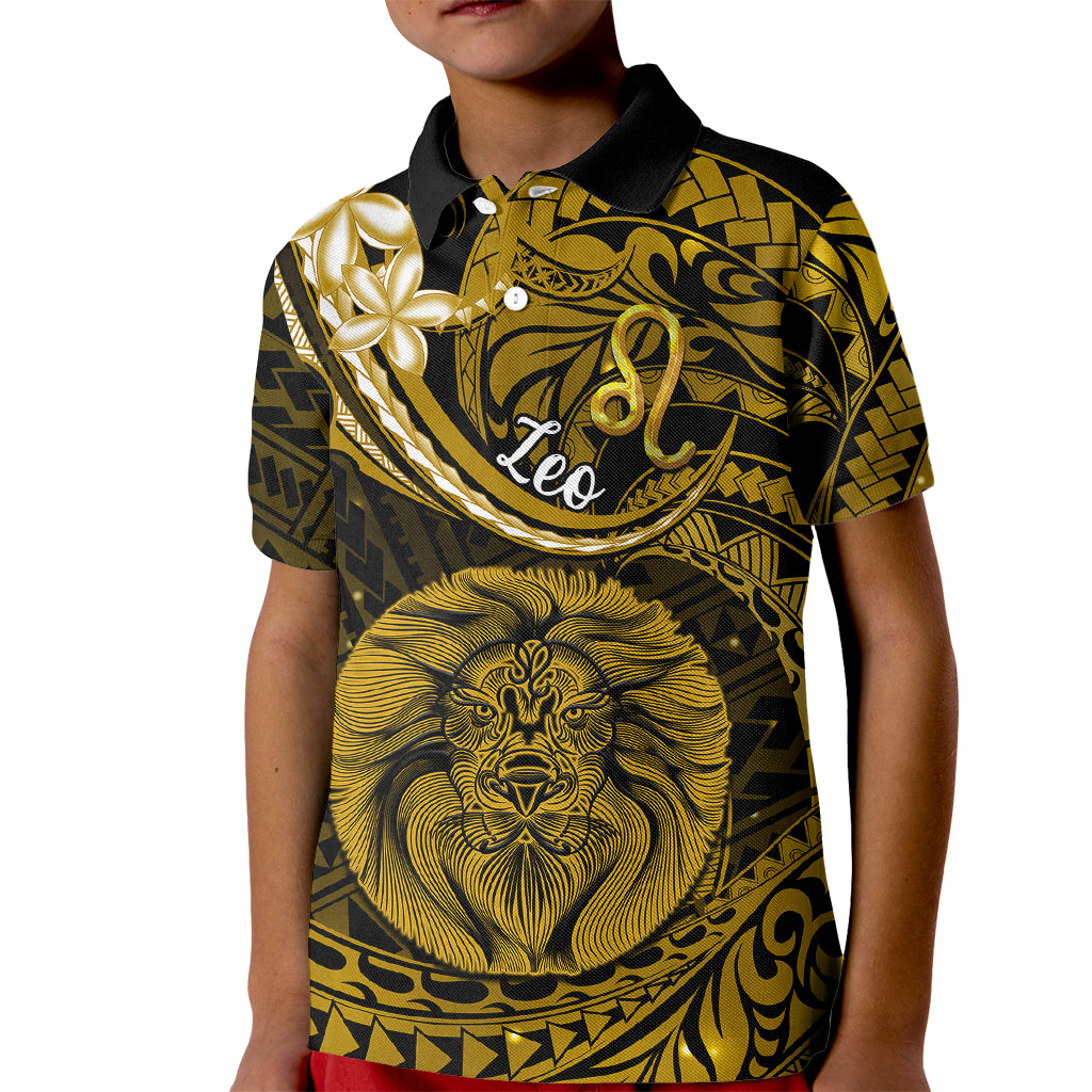 Polynesian Pride Leo Zodiac Kid Polo Shirt Astrological Sign Tribal Plumeria Gold Galaxy - Wonder Print Shop