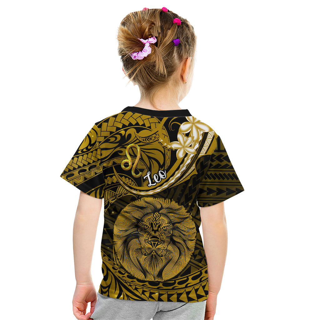 Polynesian Pride Leo Zodiac Kid T Shirt Astrological Sign Tribal Plumeria Gold Galaxy - Wonder Print Shop