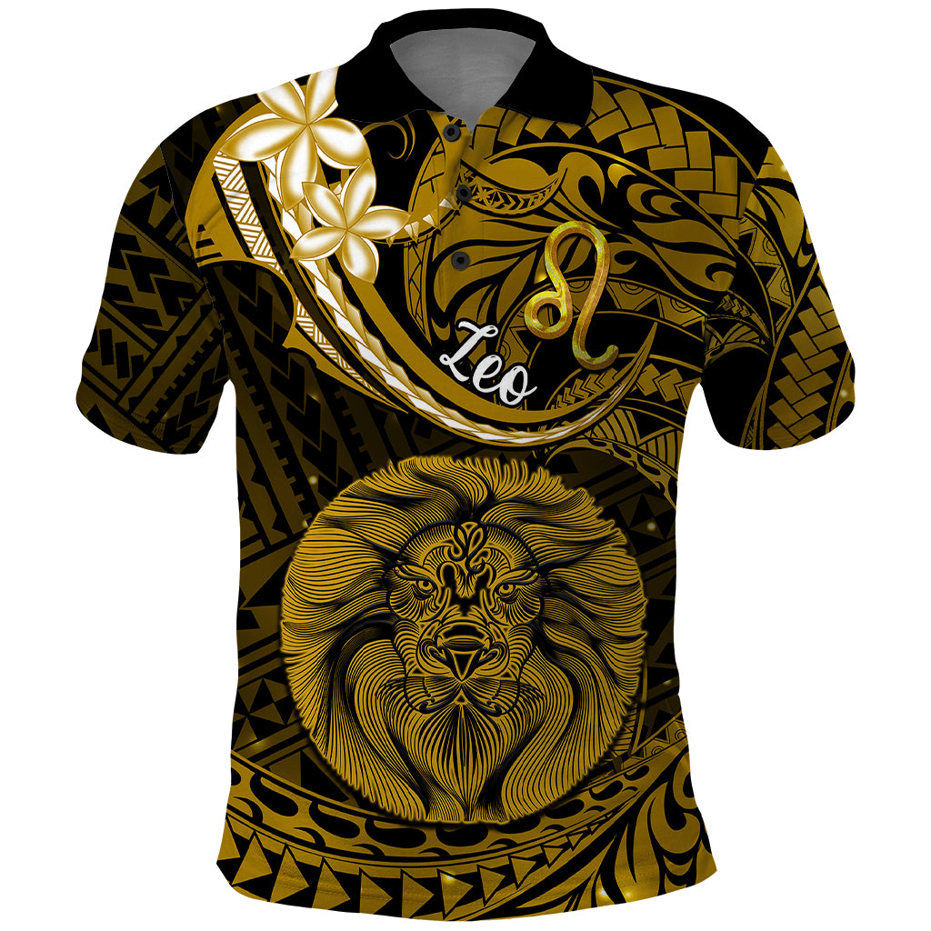 Polynesian Pride Leo Zodiac Polo Shirt Astrological Sign Tribal Plumeria Gold Galaxy - Wonder Print Shop