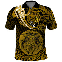 Polynesian Pride Leo Zodiac Polo Shirt Astrological Sign Tribal Plumeria Gold Galaxy - Wonder Print Shop