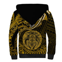 Polynesian Pride Leo Zodiac Sherpa Hoodie Astrological Sign Tribal Plumeria Gold Galaxy - Wonder Print Shop