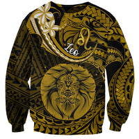 Polynesian Pride Leo Zodiac Sweatshirt Astrological Sign Tribal Plumeria Gold Galaxy - Wonder Print Shop