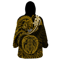 Polynesian Pride Leo Zodiac Wearable Blanket Hoodie Astrological Sign Tribal Plumeria Gold Galaxy - Wonder Print Shop