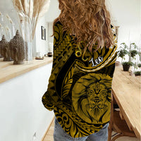 Polynesian Pride Leo Zodiac Women Casual Shirt Astrological Sign Tribal Plumeria Gold Galaxy - Wonder Print Shop