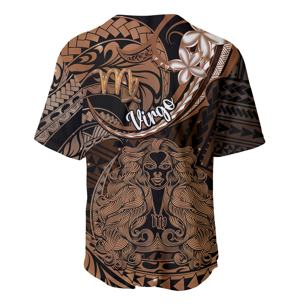 Polynesian Pride Virgo Zodiac Baseball Jersey Astrological Sign Tribal Plumeria Brown Galaxy - Wonder Print Shop