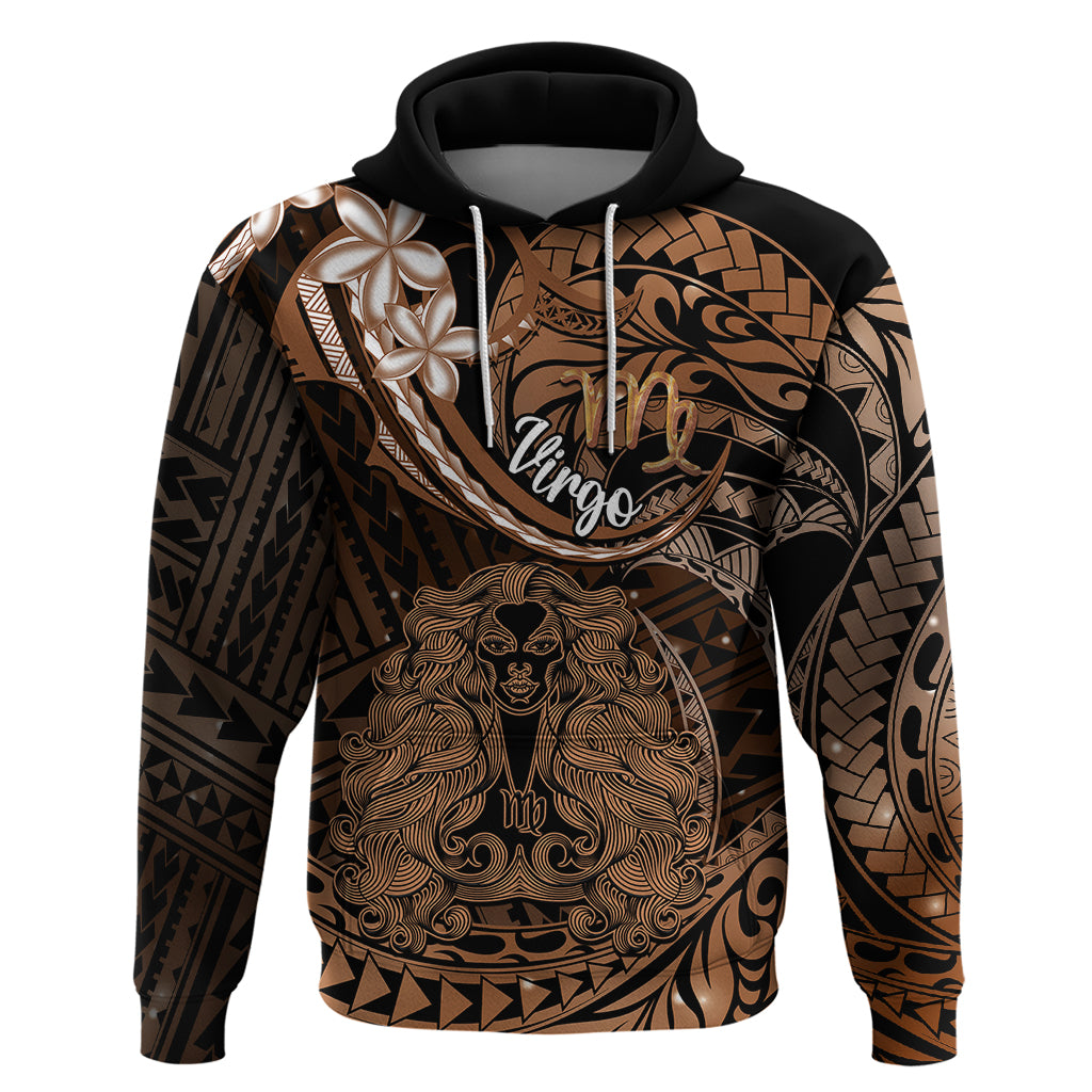 Polynesian Pride Virgo Zodiac Hoodie Astrological Sign Tribal Plumeria Brown Galaxy - Wonder Print Shop