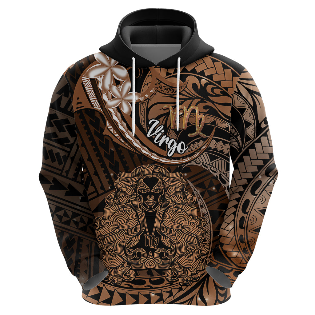 Polynesian Pride Virgo Zodiac Hoodie Astrological Sign Tribal Plumeria Brown Galaxy - Wonder Print Shop