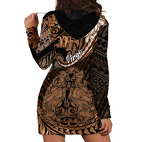 Polynesian Pride Virgo Zodiac Hoodie Dress Astrological Sign Tribal Plumeria Brown Galaxy - Wonder Print Shop