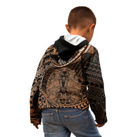 Polynesian Pride Virgo Zodiac Kid Hoodie Astrological Sign Tribal Plumeria Brown Galaxy - Wonder Print Shop