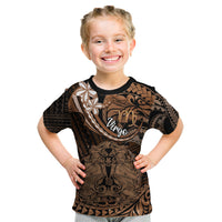 Polynesian Pride Virgo Zodiac Kid T Shirt Astrological Sign Tribal Plumeria Brown Galaxy - Wonder Print Shop