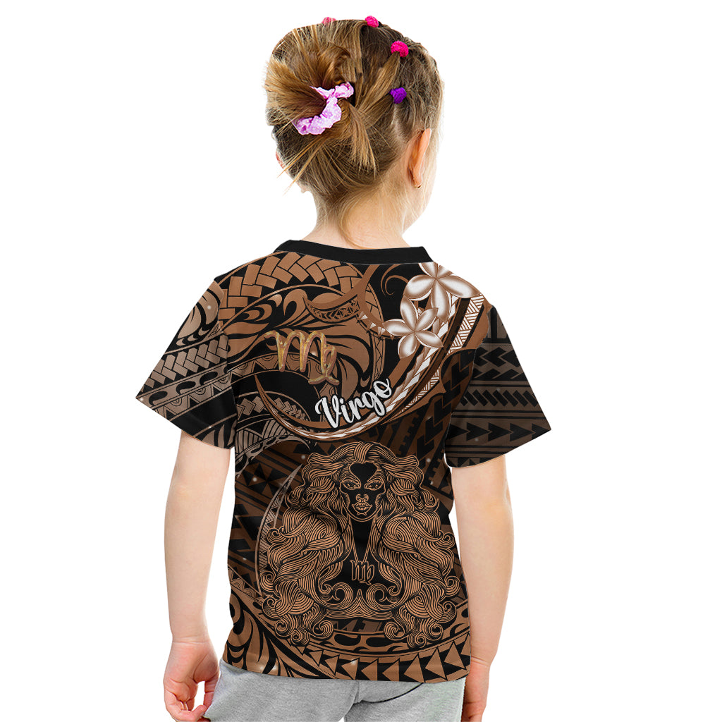 Polynesian Pride Virgo Zodiac Kid T Shirt Astrological Sign Tribal Plumeria Brown Galaxy - Wonder Print Shop
