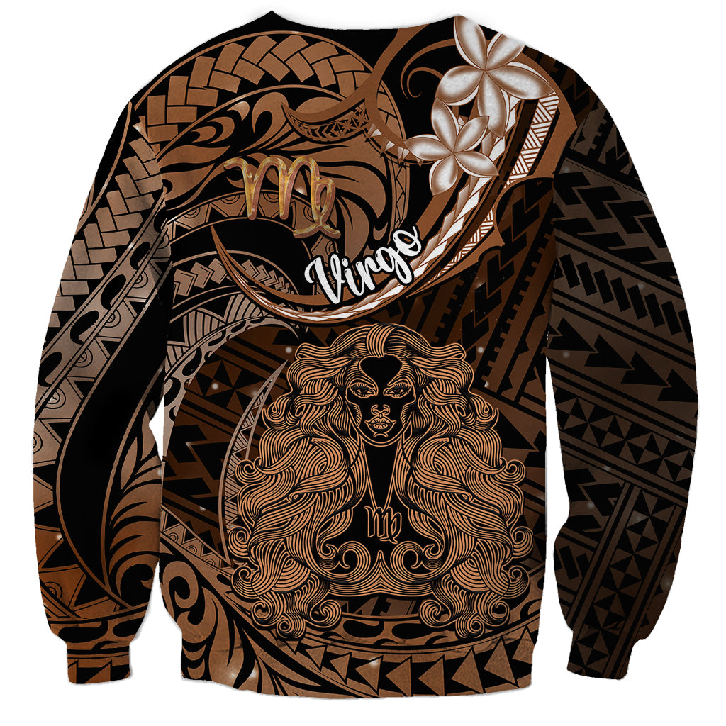 Polynesian Pride Virgo Zodiac Sweatshirt Astrological Sign Tribal Plumeria Brown Galaxy - Wonder Print Shop