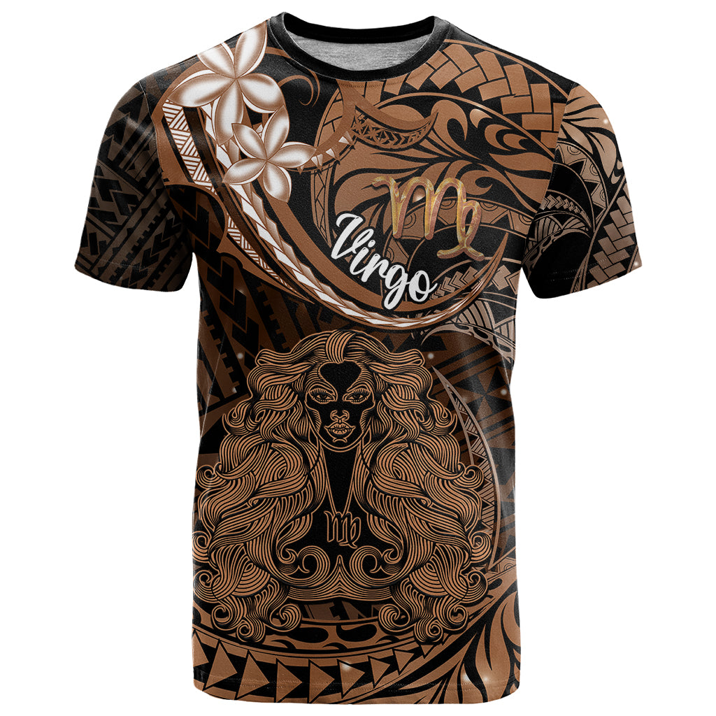 Polynesian Pride Virgo Zodiac T Shirt Astrological Sign Tribal Plumeria Brown Galaxy - Wonder Print Shop