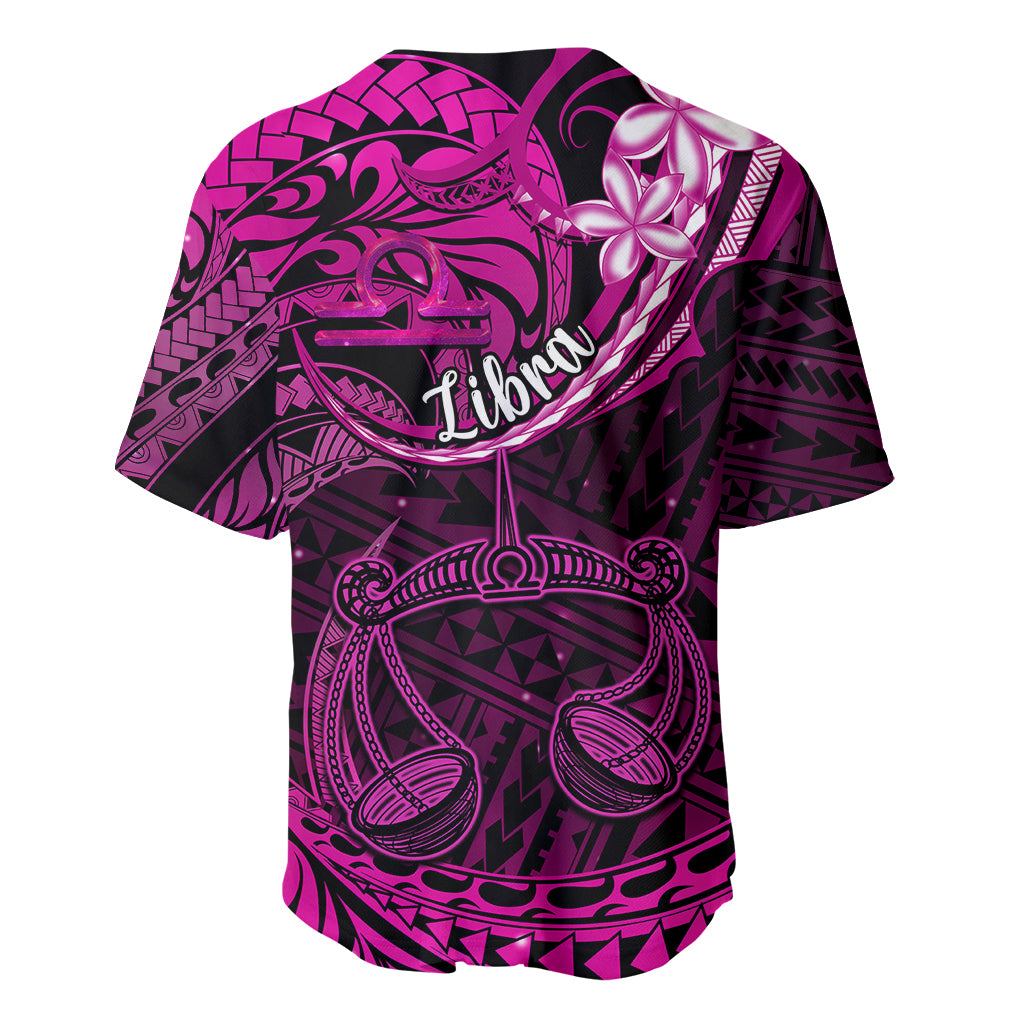 Polynesian Pride Libra Zodiac Baseball Jersey Astrological Sign Tribal Plumeria Pink Galaxy - Wonder Print Shop