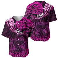 Polynesian Pride Libra Zodiac Baseball Jersey Astrological Sign Tribal Plumeria Pink Galaxy - Wonder Print Shop