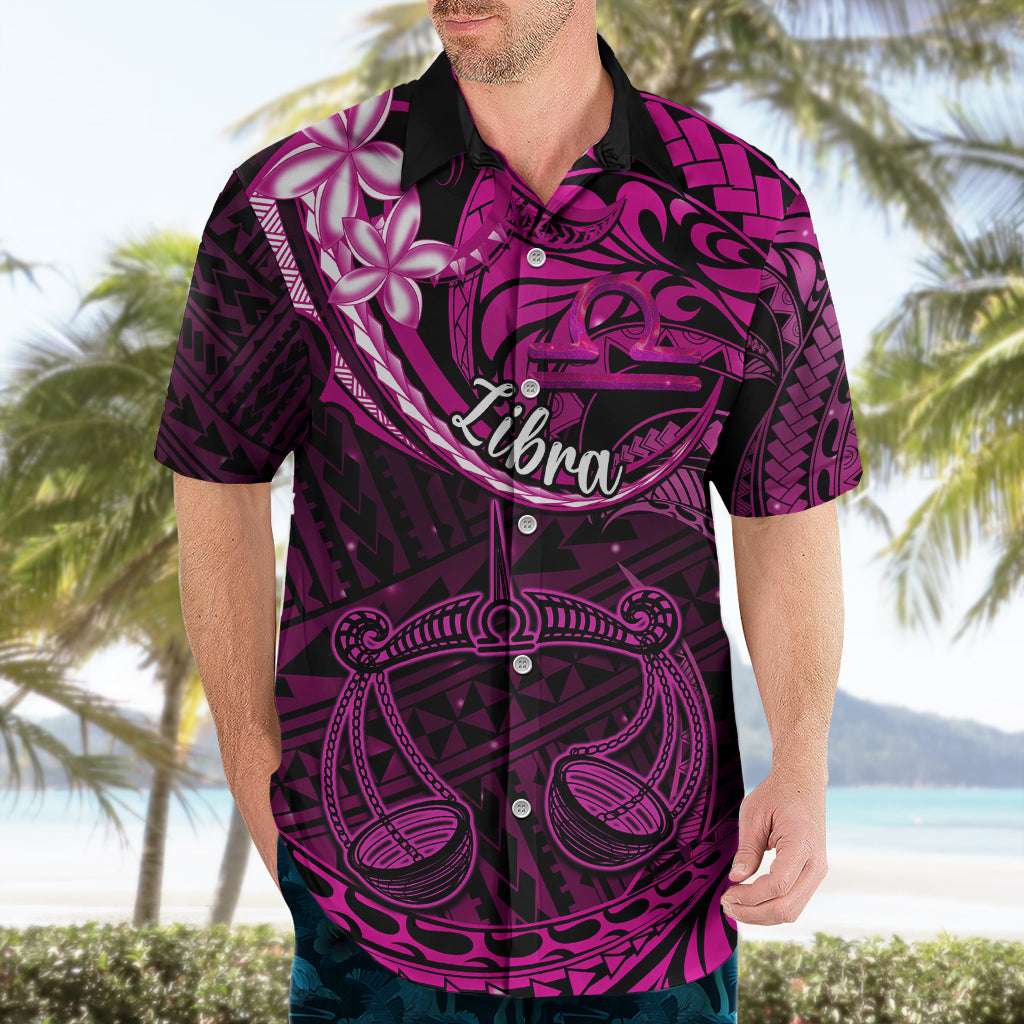 Polynesian Pride Libra Zodiac Hawaiian Shirt Astrological Sign Tribal Plumeria Pink Galaxy - Wonder Print Shop