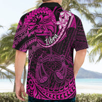 Polynesian Pride Libra Zodiac Hawaiian Shirt Astrological Sign Tribal Plumeria Pink Galaxy - Wonder Print Shop