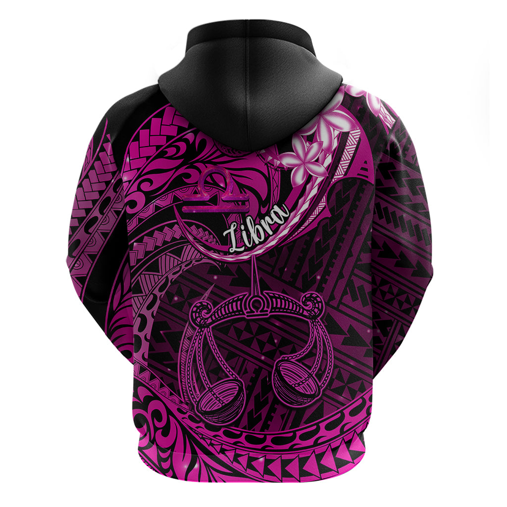 Polynesian Pride Libra Zodiac Hoodie Astrological Sign Tribal Plumeria Pink Galaxy - Wonder Print Shop