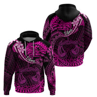 Polynesian Pride Libra Zodiac Hoodie Astrological Sign Tribal Plumeria Pink Galaxy - Wonder Print Shop
