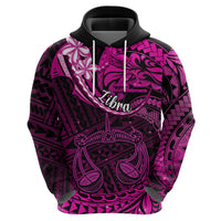 Polynesian Pride Libra Zodiac Hoodie Astrological Sign Tribal Plumeria Pink Galaxy - Wonder Print Shop