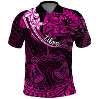 Polynesian Pride Libra Zodiac Polo Shirt Astrological Sign Tribal Plumeria Pink Galaxy - Wonder Print Shop