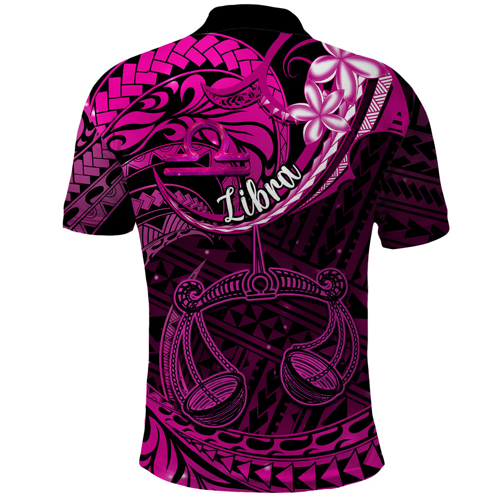 Polynesian Pride Libra Zodiac Polo Shirt Astrological Sign Tribal Plumeria Pink Galaxy - Wonder Print Shop