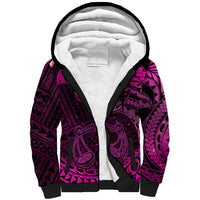 Polynesian Pride Libra Zodiac Sherpa Hoodie Astrological Sign Tribal Plumeria Pink Galaxy - Wonder Print Shop