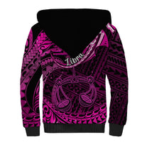 Polynesian Pride Libra Zodiac Sherpa Hoodie Astrological Sign Tribal Plumeria Pink Galaxy - Wonder Print Shop