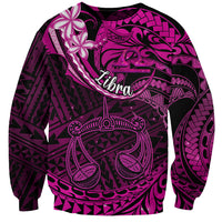 Polynesian Pride Libra Zodiac Sweatshirt Astrological Sign Tribal Plumeria Pink Galaxy - Wonder Print Shop