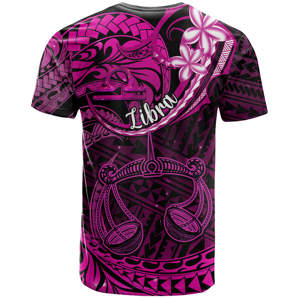 Polynesian Pride Libra Zodiac T Shirt Astrological Sign Tribal Plumeria Pink Galaxy - Wonder Print Shop