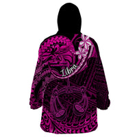 Polynesian Pride Libra Zodiac Wearable Blanket Hoodie Astrological Sign Tribal Plumeria Pink Galaxy - Wonder Print Shop