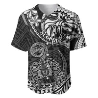 Polynesian Pride Scorpio Zodiac Baseball Jersey Astrological Sign Tribal Plumeria Black - Wonder Print Shop