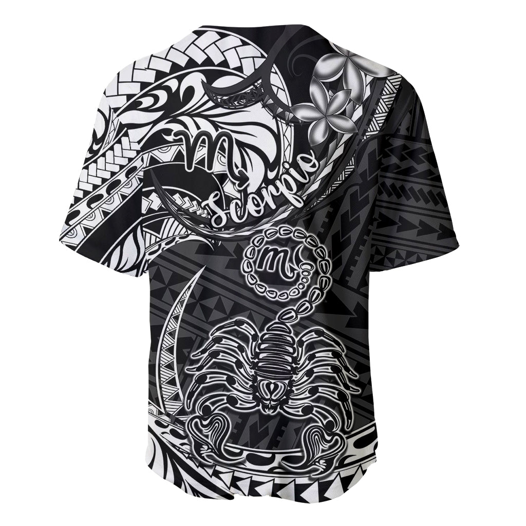 Polynesian Pride Scorpio Zodiac Baseball Jersey Astrological Sign Tribal Plumeria Black - Wonder Print Shop