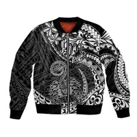 Polynesian Pride Scorpio Zodiac Bomber Jacket Astrological Sign Tribal Plumeria Black - Wonder Print Shop