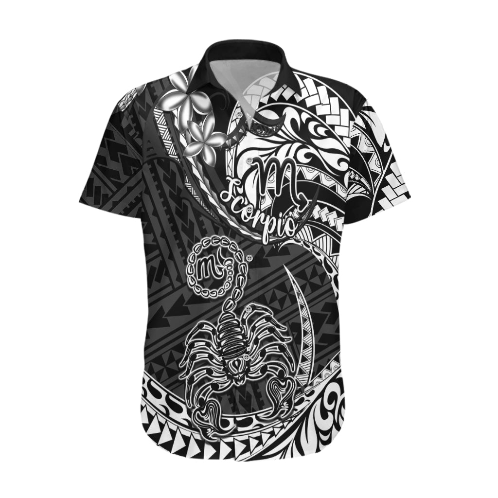 Polynesian Pride Scorpio Zodiac Hawaiian Shirt Astrological Sign Tribal Plumeria Black - Wonder Print Shop