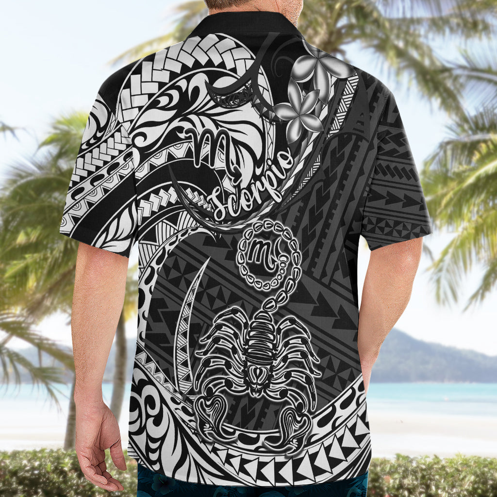 Polynesian Pride Scorpio Zodiac Hawaiian Shirt Astrological Sign Tribal Plumeria Black - Wonder Print Shop