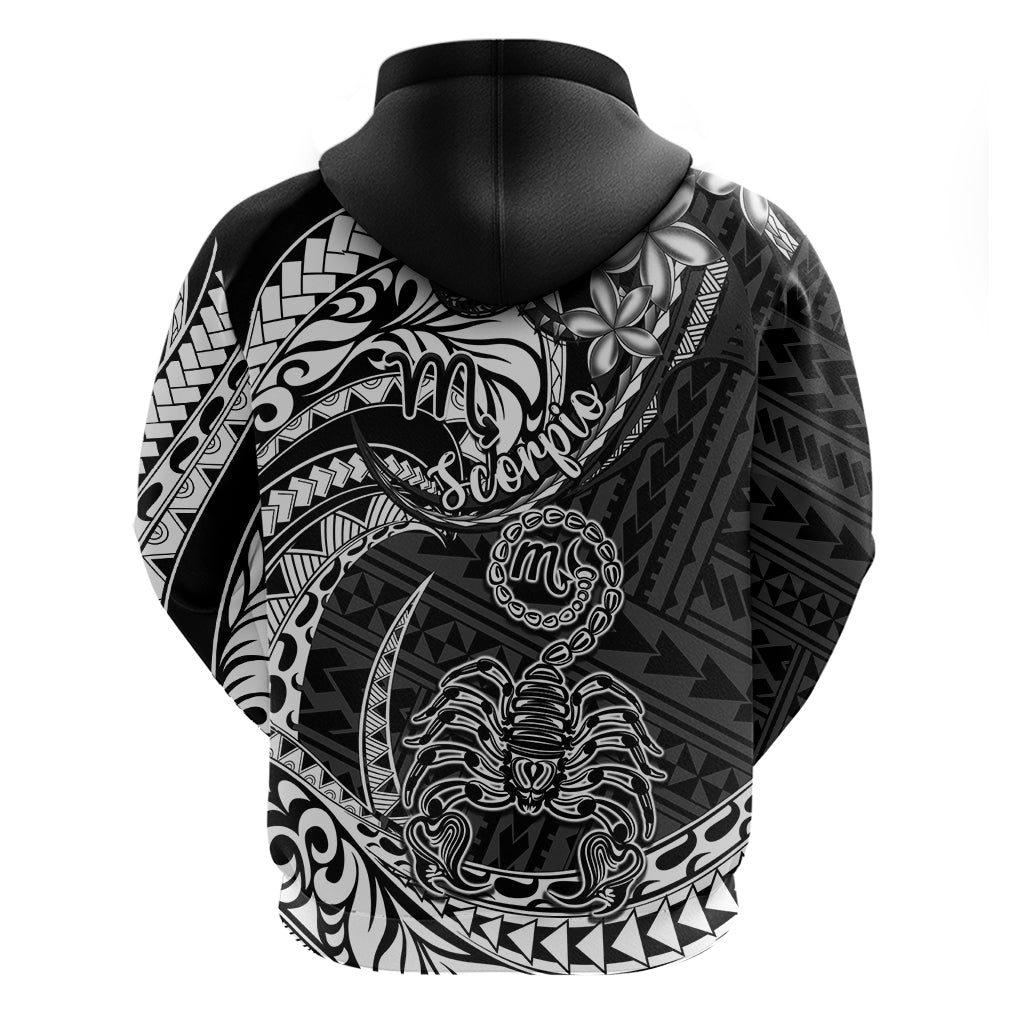 Polynesian Pride Scorpio Zodiac Hoodie Astrological Sign Tribal Plumeria Black - Wonder Print Shop