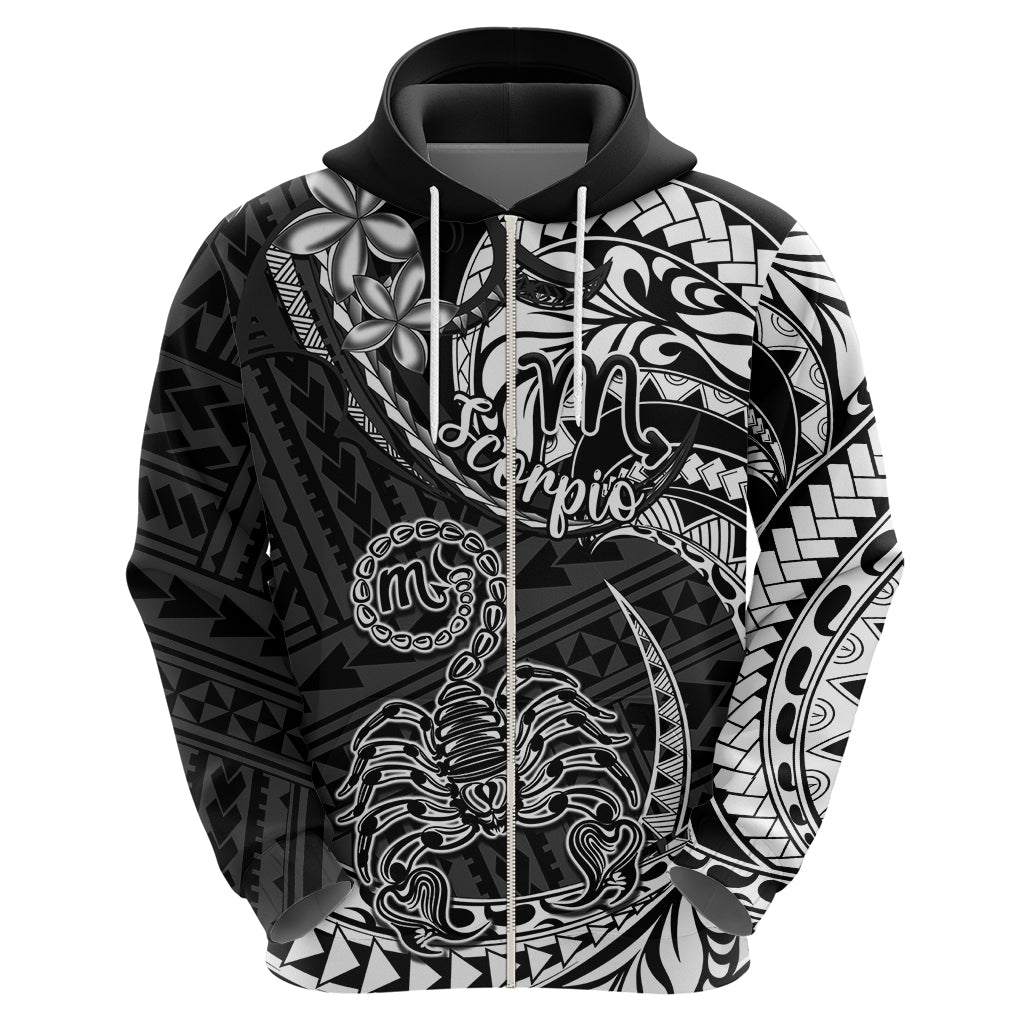 Polynesian Pride Scorpio Zodiac Hoodie Astrological Sign Tribal Plumeria Black - Wonder Print Shop