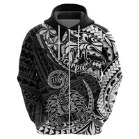 Polynesian Pride Scorpio Zodiac Hoodie Astrological Sign Tribal Plumeria Black - Wonder Print Shop