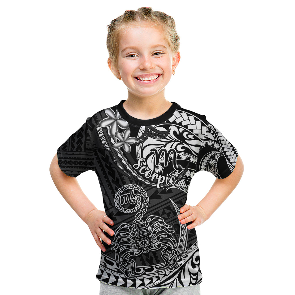 Polynesian Pride Scorpio Zodiac Kid T Shirt Astrological Sign Tribal Plumeria Black - Wonder Print Shop