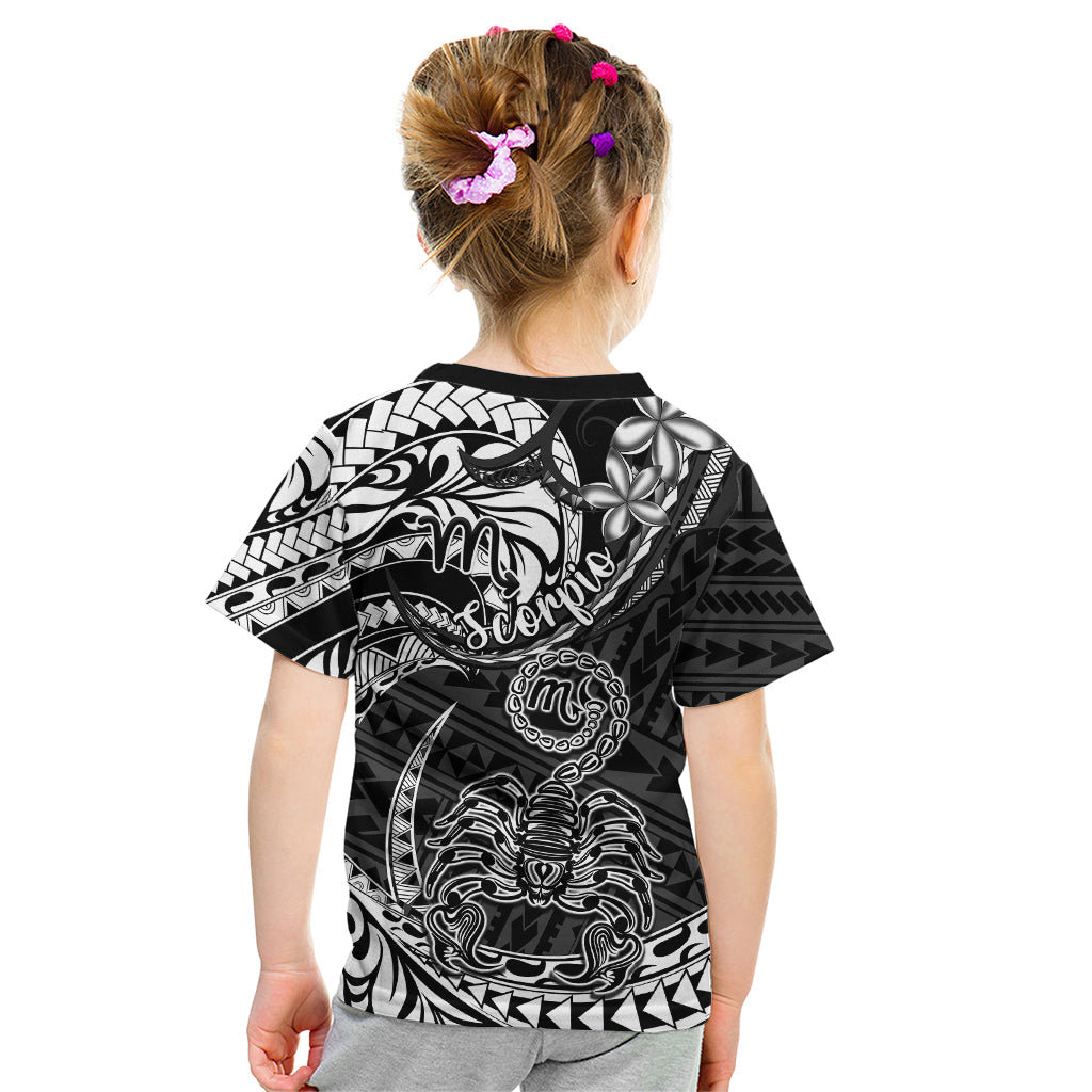 Polynesian Pride Scorpio Zodiac Kid T Shirt Astrological Sign Tribal Plumeria Black - Wonder Print Shop