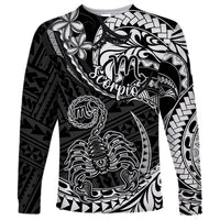 Polynesian Pride Scorpio Zodiac Long Sleeve Shirt Astrological Sign Tribal Plumeria Black - Wonder Print Shop