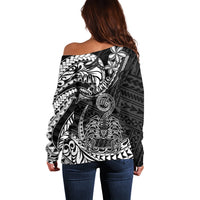 Polynesian Pride Scorpio Zodiac Off Shoulder Sweater Astrological Sign Tribal Plumeria Black - Wonder Print Shop