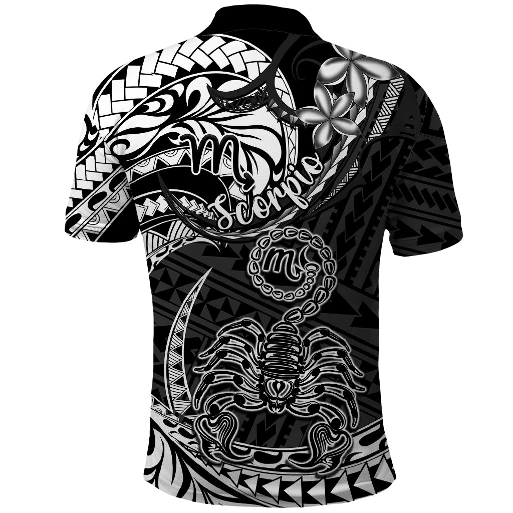 Polynesian Pride Scorpio Zodiac Polo Shirt Astrological Sign Tribal Plumeria Black - Wonder Print Shop