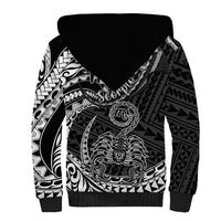 Polynesian Pride Scorpio Zodiac Sherpa Hoodie Astrological Sign Tribal Plumeria Black - Wonder Print Shop